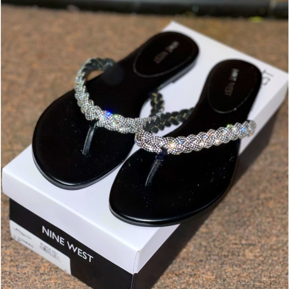 Nine West Tinee Flat Slide Sandals🖤US SIZE: 9!!! NEVER WORN with original box!!